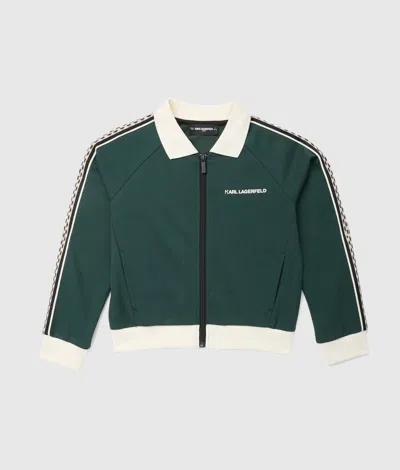 Karl Lagerfeld Boys Sporty Zip-up Sweatshirt In Green
