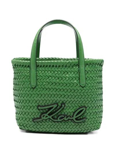 Karl Lagerfeld Braided Tote Bag In Green