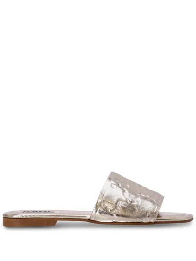 Karl Lagerfeld Brio Leather Slides In Gold