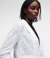 Karl Lagerfeld Broderie Anglaise Cropped Blazer