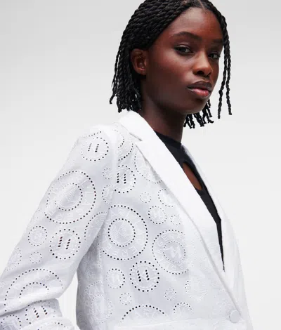 Karl Lagerfeld Broderie Anglaise Cropped Blazer