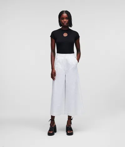 Karl Lagerfeld Broderie Anglaise Culottes In White
