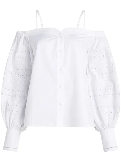 Karl Lagerfeld Broderie-anglaise Off-shoulder Blouse In White