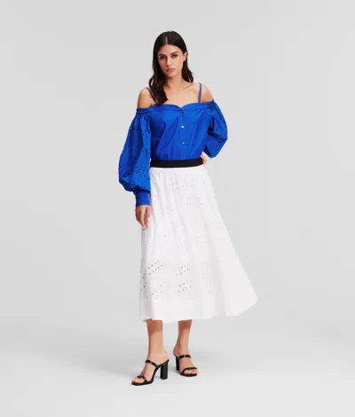 Karl Lagerfeld Broderie Anglaise Skirt In White