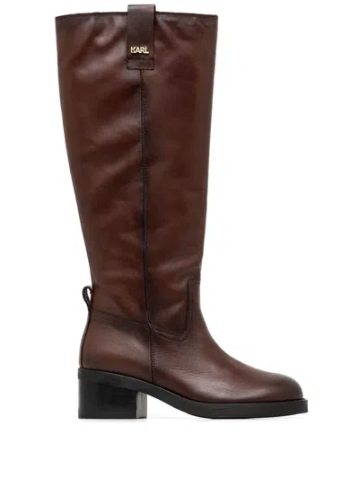 Karl Lagerfeld Brooklyn Boots In Brown