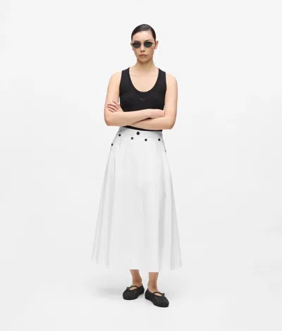Karl Lagerfeld Button Detail A-line Skirt In White
