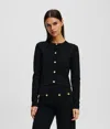 Karl Lagerfeld Button-detail Cardigan In Black