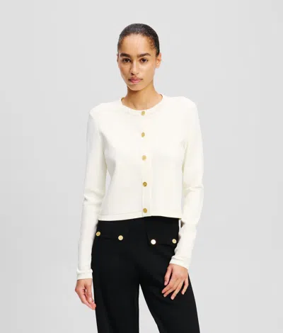 Karl Lagerfeld Button-detail Cardigan In White