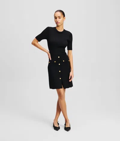 Karl Lagerfeld Button-detail Dress In Black