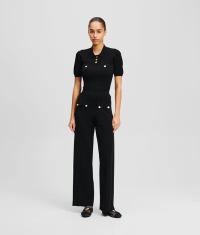 Karl Lagerfeld Button-detail Pants In Black