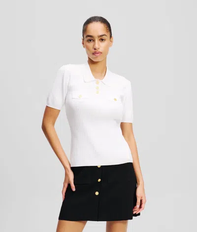 Karl Lagerfeld Button-detail Polo Shirt In White
