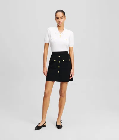 Karl Lagerfeld Button-detail Skirt In Black