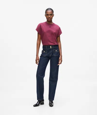Karl Lagerfeld Button-detail Straight Jeans In Pink