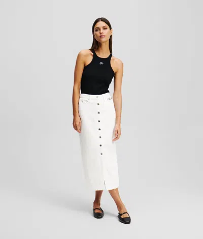 Karl Lagerfeld Button-down Denim Skirt In Black