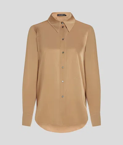 Karl Lagerfeld Button-down Shirt In Brown