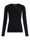 Karl Lagerfeld Button-embellished Long-sleeve Top In Black