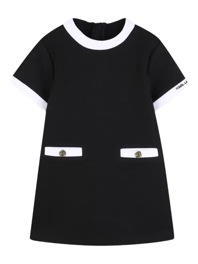 Karl Lagerfeld Babies' Button Short-sleeve Dress In Black
