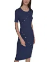 Karl Lagerfeld Button Trim Sweater Dress In Black
