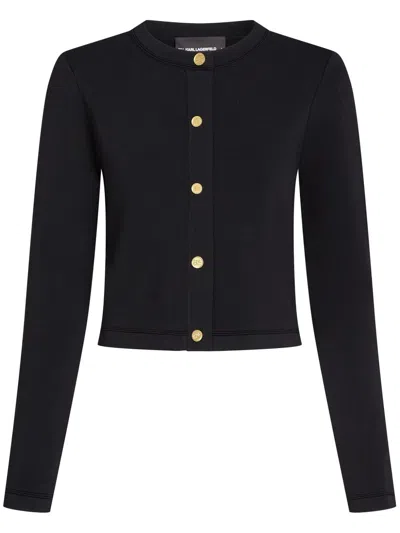 Karl Lagerfeld Button-up Cardigan In Black