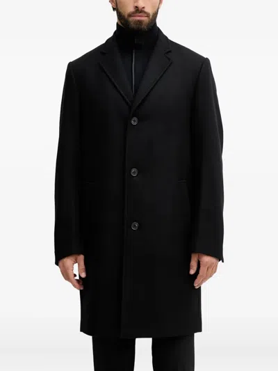 Karl Lagerfeld Button-up Single-breasted Coat In Black