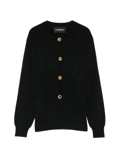 Karl Lagerfeld Buttoned Cardigan In Black