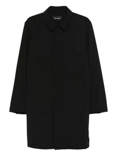Karl Lagerfeld Buttoned Coat In Black