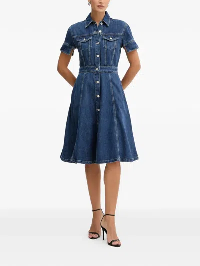 Karl Lagerfeld Buttoned Denim Mini Dress In Blue