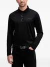 Karl Lagerfeld Buttoned Long-sleeve Polo Shirt In Black