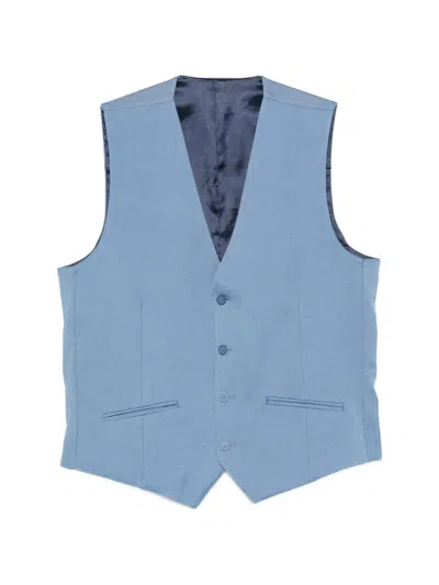 Karl Lagerfeld Button-up Sleeveless Waistcoat In Blue