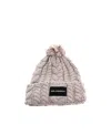 Karl Lagerfeld Cable-knit Pompom Wool Beanie In White