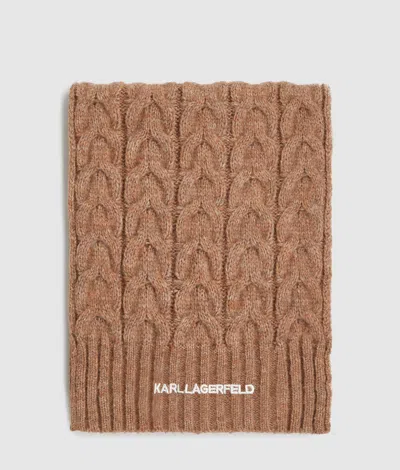 Karl Lagerfeld Cable-knit Scarf In Sand