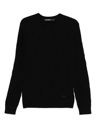 Karl Lagerfeld Cable-knit Sweater In Black