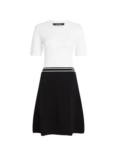 Karl Lagerfeld Cable-knit A-line Mini Dress In White