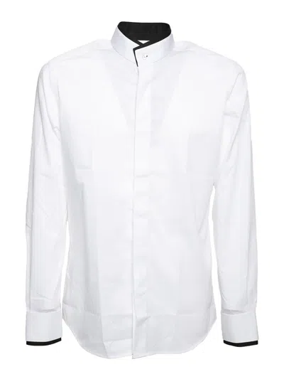Karl Lagerfeld Double Collar Shirt In White