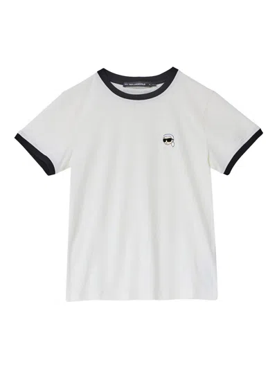 Karl Lagerfeld Ikon Small Circle Logo T-shirt In White