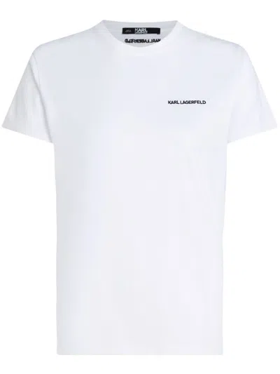 Karl Lagerfeld Camiseta Mc Essential Blanca Logo Negro In White