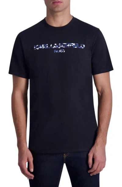 Karl Lagerfeld Camo Logo Graphic T-shirt In Black