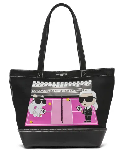 Karl Lagerfeld Cannes Mini Tote Bag In Black,fuschia