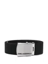 Karl Lagerfeld Canvas Belt In ブラック