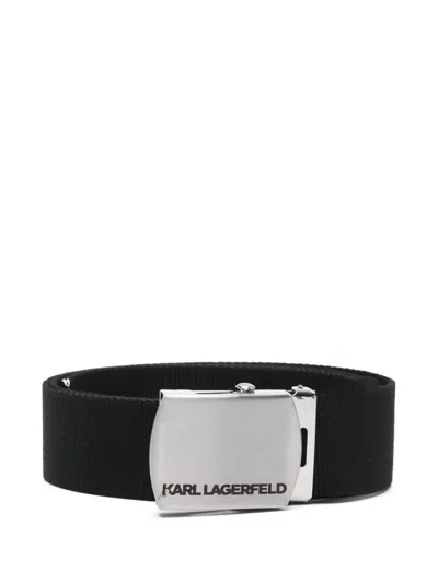 Karl Lagerfeld Canvas Belt In ブラック