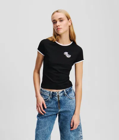 Karl Lagerfeld Cap-sleeve T-shirt In Black