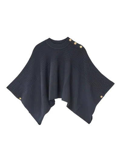 Karl Lagerfeld Rib Knit Poncho In Black