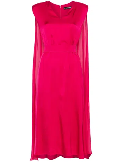 Karl Lagerfeld Cape Midi Dress In Pink