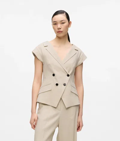 Karl Lagerfeld Cap-sleeved Blazer In Neutral