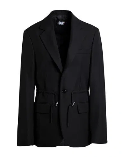 Karl Lagerfeld Cara Loves Karl Woman Blazer Black Size 8 Recycled Polyester, Wool