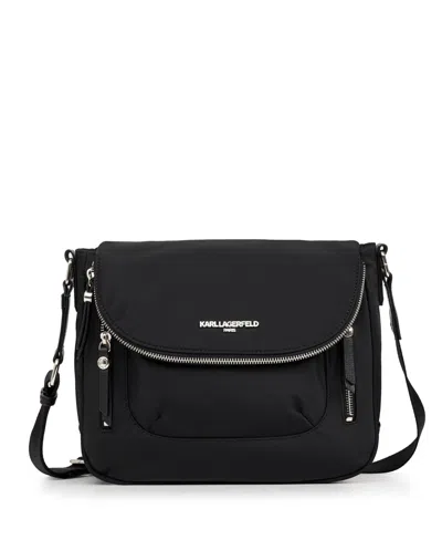 Karl Lagerfeld Cara Medium Messenger Bag In Black,silver