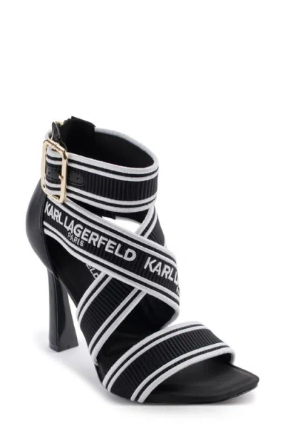Karl Lagerfeld Careliz Ii Strappy Sandal In Black,bright White