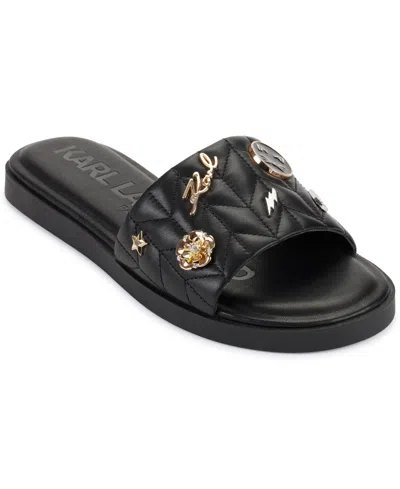 Karl Lagerfeld Carenza Flat Slide Sandals In Black