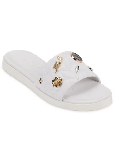 Karl Lagerfeld Carenza Flat Slide Sandals In Bright White