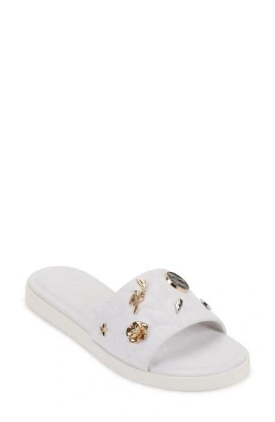 Karl Lagerfeld Carenza Flat Slide Sandals In Bright White